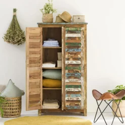 Armoire à  lattes en bois coloré Ethnik