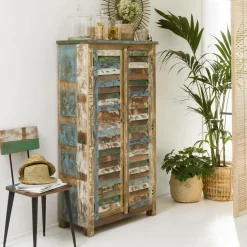 Armoire à  lattes en bois coloré Ethnik