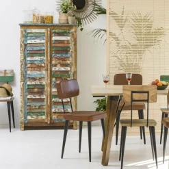 Armoire à  lattes en bois coloré Ethnik