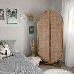 Armoire arrondie en rotin 4 étagères Rim