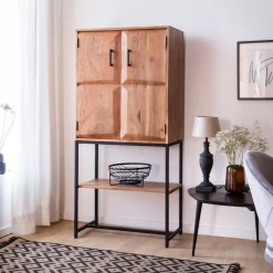Armoire en bois d'acacia et métal Ava