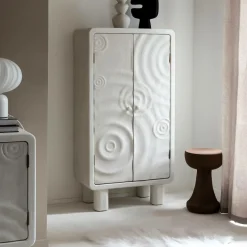 Armoire en bois effet béton blanc Danaé