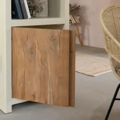 Armoire en bois effet béton et bois d'acacia Dalva