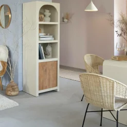 Armoire en bois effet béton et bois d'acacia Dalva