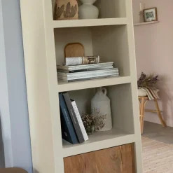 Armoire en bois effet béton et bois d'acacia Dalva