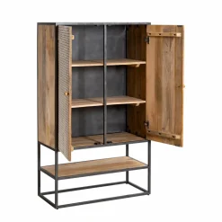 Armoire sculpté en bois de manguier et métal Luz