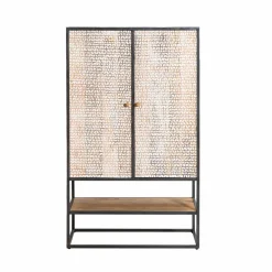 Armoire sculpté en bois de manguier et métal Luz