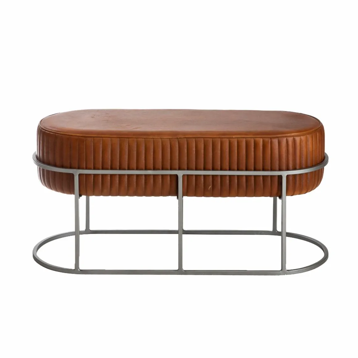 Banc arrondi en cuir marron Gaby