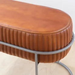 Banc arrondi en cuir marron Gaby