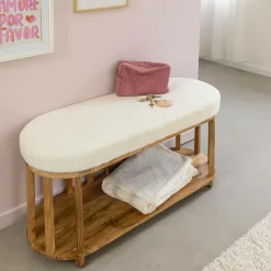 Banc en bois d'acacia et tissu Orane