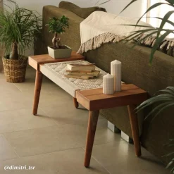 Banc en bois de manguier tissage Bertille