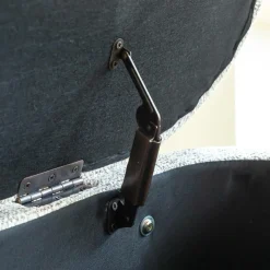 Banc en bois de pin et tissu bouclette gris clair Nério