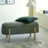 Banc en bois de pin et tissu bouclette  vert Nério