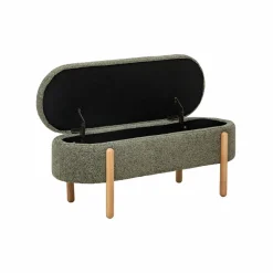 Banc en bois de pin et tissu bouclette  vert Nério