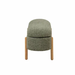 Banc en bois de pin et tissu bouclette  vert Nério