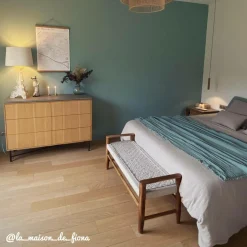 Banc en bois de teck et tissu Pénélope