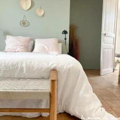 Banc en bois de teck et tissu Pénélope