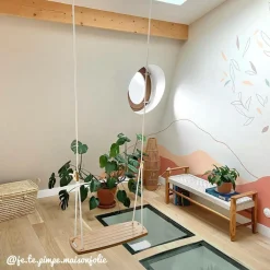 Banc en bois de teck et tissu Pénélope