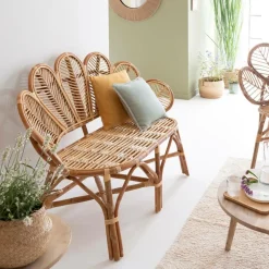 Banquette fleur en rotin Rattan