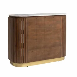 Bar en bois de manguier et marbre blanc Sienne