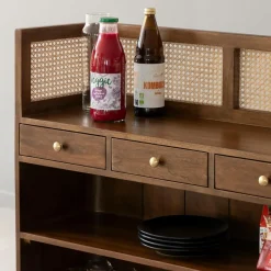 Bar en bois de manguier et cannage Remick