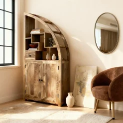 Bibliothèque asymétrique en bois d'acacia Nathan