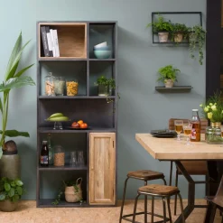 Bibliothèque en bois de manguier et métal Locker