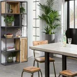 Bibliothèque en bois de manguier et métal Locker