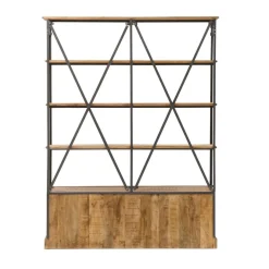 Bibliothèque en métal et bois de manguier Marcel