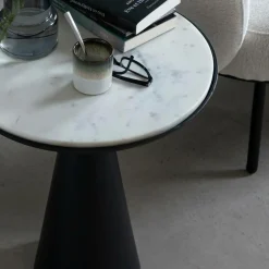 Bout de canapé en aluminium et marbre Marceau