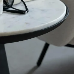 Bout de canapé en aluminium et marbre Marceau