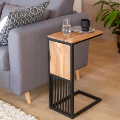 Bout de canapé en bois d'acacia et métal Mattia