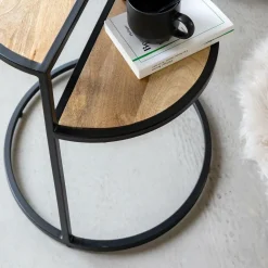 Bout de canapé en bois de manguier et métal Maelle