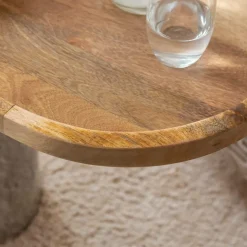 Bout de canapé en bois de manguier et marbre Andréa