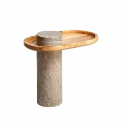 Bout de canapé en bois de manguier et marbre Andréa