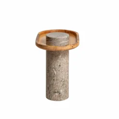 Bout de canapé en bois de manguier et marbre Andréa