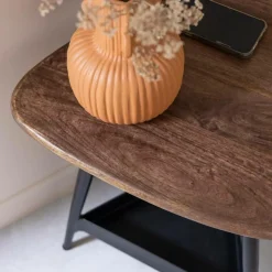 Bout de canapé en bois de manguier et métal noir Tilian