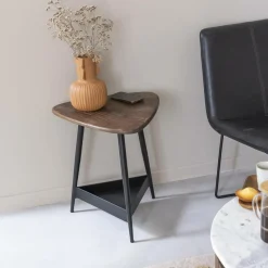 Bout de canapé en bois de manguier et métal noir Tilian