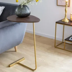 Bout de canapé en bois de manguier et métal Léon