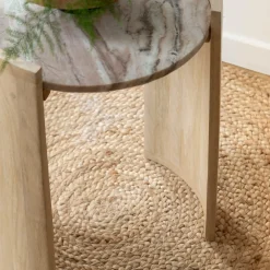 Bout de canapé en bois de manguier et marbre Isabella