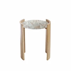 Bout de canapé en bois de manguier et marbre Isabella