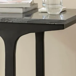 Bout de canapé en marbre et métal Felicia