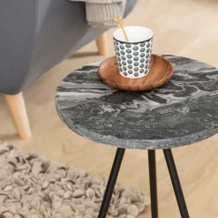 Bout de canapé en marbre gris Eva