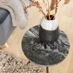 Bout de canapé en marbre gris Eva