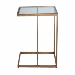 Bout de canapé en métal doré et verre Léa