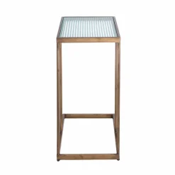 Bout de canapé en métal doré et verre Léa