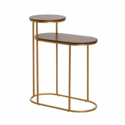 Bout de canapé en métal et bois de manguier Léon