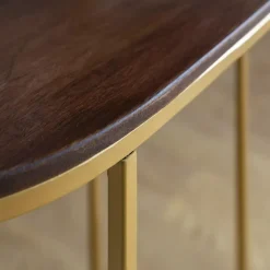 Bout de canapé en métal et bois de manguier Léon