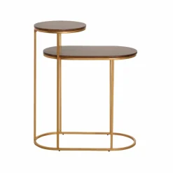 Bout de canapé en métal et bois de manguier Léon