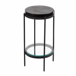 Bout de canapé plateau en verre gris Lise